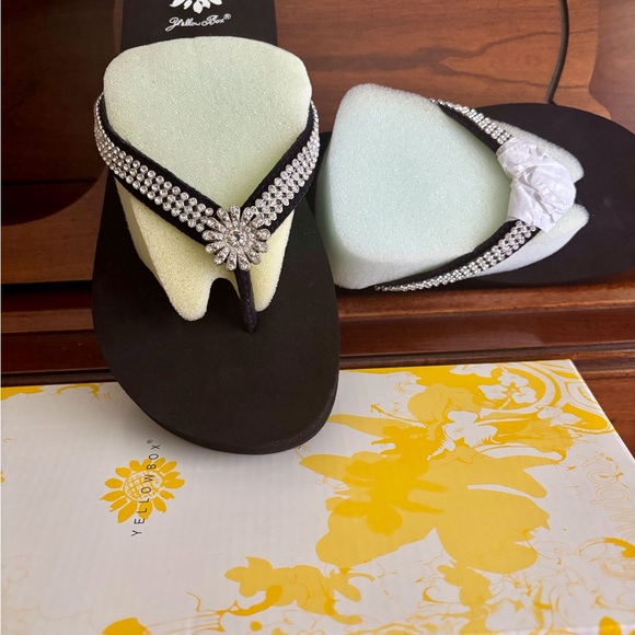 Yellow Box Iberia Black Sandals with Rhinestone Accents - Picture 4 of 11